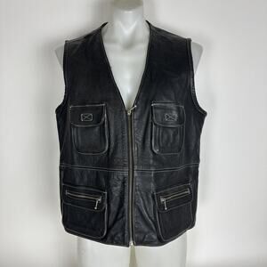 Here & Now Black Leather Vest Men’s Size XL